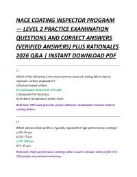 NACE COATING INSPECTOR PROGRAM — LEVEL 2 PRACTICE EXAMINATION QUESTIONS
