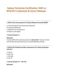 Subsea Technician Certification IADC vs. MTS SUT Credentials & Career Pathways