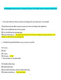Washington State Driver's license Written Test With Correct Answers 2026/2027
