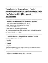 Texas Sanitarian Licensing Exam 2026 | Practice Questions & Correct Answers with Rationale