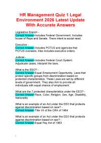 HRManagement Quiz 1 Legal Environment 2026 Latest Update With Accurate Answers