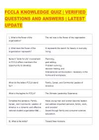 FCCLA KNOWLEDGE QUIZ | VERIFIED QUESTIONS AND ANSWERS | LATEST UPDATE