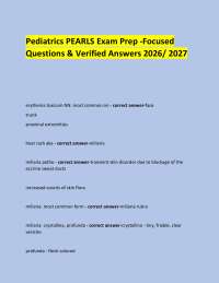 Pediatrics PEARLS Exam Prep -Focused Questions & Verified Answers 2026/ 2027