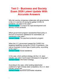 Test 3- Business and Society Exam 2026 Latest Update With Accurate Answers