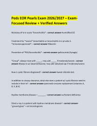Peds EOR Pearls Exam 2026/2027 – ExamFocused Review + Verified Answers