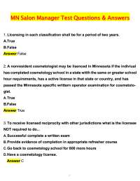 MN Salon Manager Test 2026 Questions & Answers 100% Verified solutions