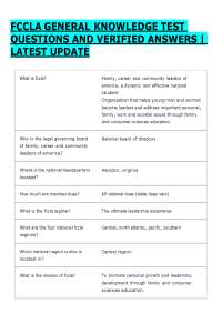 FCCLA GENERAL KNOWLEDGE TEST QUESTIONS AND VERIFIED ANSWERS | LATEST UPDATE