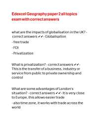 Edexcel Geography paper 2 all topics exam with correct answers