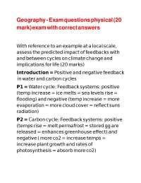 Geography - Exam questions physical (20 mark) exam with correct answers