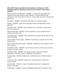 WGU D467 Exploring Data Exam Questions & Answers | 100% Verified solutions |2026