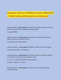 Computer Science Definitions Exam 2026/2027 – Study Guide with Questions & Answers