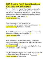 SIDA Training Part 1 Exam Questions With 100% Verified Answers