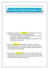C202 WGU: CREATING POSITIVE EMPLOYEE-MANAGEMENT RELATIONS: TEST QUESTIONS AND ANSWERS
