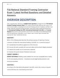 F46 National Standard Framing Contractor Exam | Latest Questions and Detailed Answers