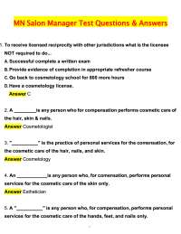 MN Salon Manager Test 2026 Questions & Answers 100% Verified solutions