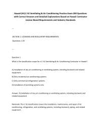 Hawaii (HI) C‑52 Ventilating & Air Conditioning Practice Exam 200 Questions with Correct