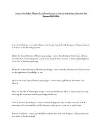 Forensic Psychology Chapter 1: An Introduction to Forensic Psychology Questions And Answer