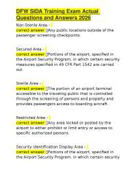 DFW SIDA Training Exam Actual Questions and Answers 2026