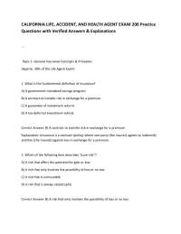CALIFORNIA LIFE, ACCIDENT, AND HEALTH AGENT EXAM 200 Practice Questions with Verified Ans
