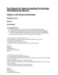 Test Bank: Understanding Psychology 9th Edition 2026 | Morris | Complete Questions & Answe