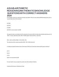 ASVAB Arithmetic Reasoning & Mathematics Knowledge Questions 2026 – Verified Correct Answe