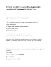 CERTIFIED CONSTRUCTION MANAGER (CCM) EXAM 200 PRACTICE QUESTIONS AND VERIFIED SOLUTIONS