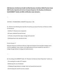 CBA Business Architecture Guild Certified Business Architect (CBA) Practice Exam 200 Prac