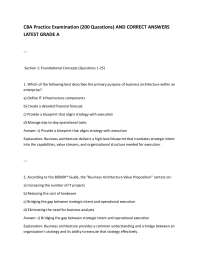 CBA Practice Examination (200 Questions) AND CORRECT ANSWERS LATEST GRADE A