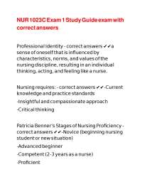 NUR 1023C Exam 1 Study Guide exam with correct answers