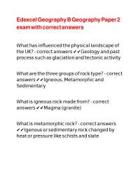 Edexcel Geography B Geography Paper 2 exam with correct answers