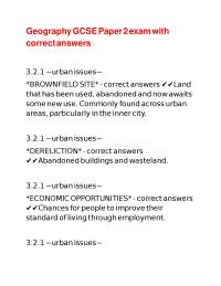 Geography GCSE Paper 2 exam with correct answers