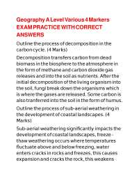 Geography A Level Various 4 Markers EXAM PRACTICE WITH CORRECT ANSWERS