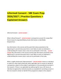 Informed Consent - SBE Exam Prep 2026/2027 | Practice Questions + Explained Answers