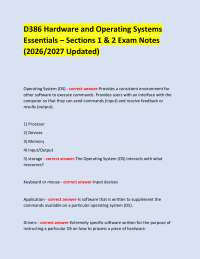 D386 Hardware and Operating Systems Essentials – Sections 1 & 2 Exam Notes (2026/2027 Upd