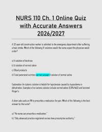 NURS 110 Exam 2026/2027: Nursing Fundamentals Study Guide & Answers