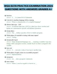WGU D278 PRACTICE EXAMINATION 2026 QUESTIONS WITH ANSWERS GRADED A+