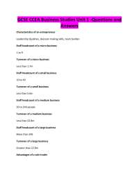 GCSE CCEA Business Studies Unit 1 -Questions and Answers