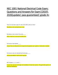 NEC 1001 National Electrical Code Exam; Questions and Answers for Exam|[2025\ 2026]updat