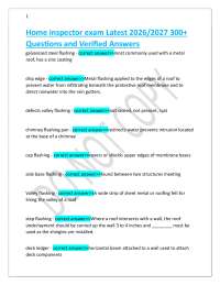 Home inspector exam Latest 2026/2027 300+ Questions and Verified Answers
