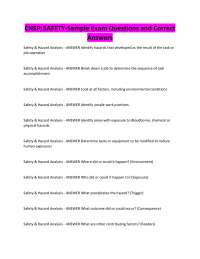 CHSP; SAFETY-Sample Exam Questions and Correct Answers