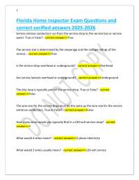 Florida Home Inspector Exam Questions and correct verified answers 2025-2026