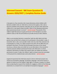 Informed Consent - SBE Exam Questions & Answers 2026/2027 | Complete Review Guide