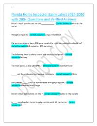 Florida Home Inspector Exam Latest 2025-2026 with 200+ Questions and Verified Answers