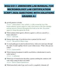 WGU D311 UNKNOWN LAB MANUAL FOR MICROBIOLOGY LAB CERTIFICATION SCRIPT 2026 QUESTIONS WITH