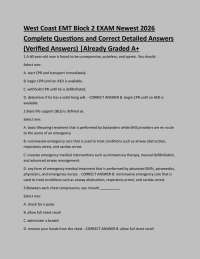 West Coast EMT Block 2 Exam 2026 | Complete Practice Questions & Verified Answers