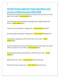 Florida Home Inspector Exam Questions and correct verified answers 2025-2026