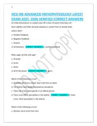HESI RN ADVANCED PATHOPHYSIOLOGY LATEST EXAM 2025 -2026 VERIFIED CORRECT ANSWERS