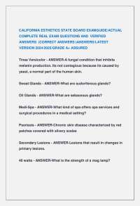 CALIFORNIA ESTHETICS STATE BOARD EXAMGUIDE/ACTUAL COMPLETE REAL EXAM QUESTIONS AND VERIFI