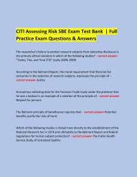 CITI Assessing Risk SBE Exam Test Bank | Full Practice Exam Questions & Answers