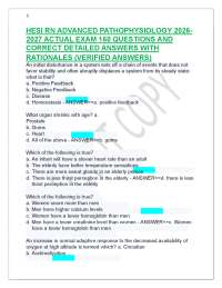 HESI RN ADVANCED PATHOPHYSIOLOGY 2026 2027 ACTUAL EXAM 160 QUESTIONS AND CORRECT ANSWERS